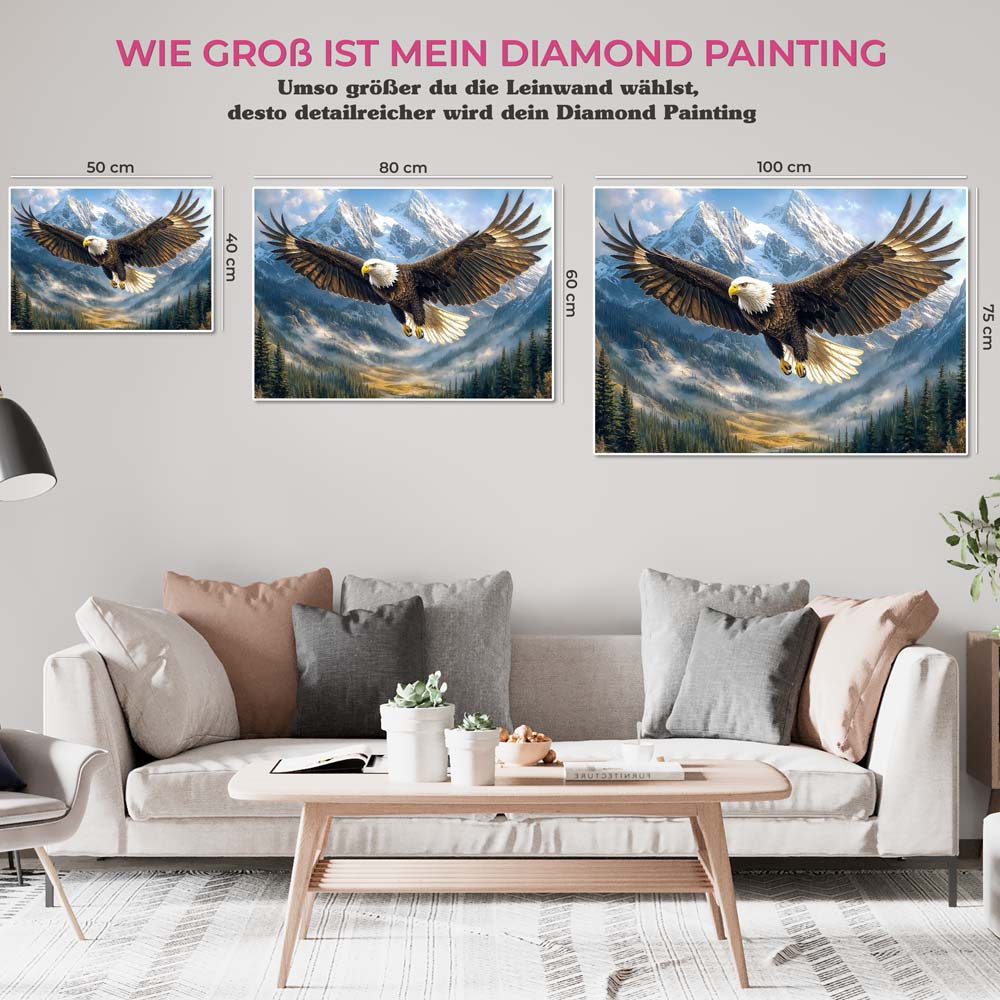 5D Diamond Painting mit AB Effekt – Adler in majestätischer Berglandschaft, Unique-Diamond