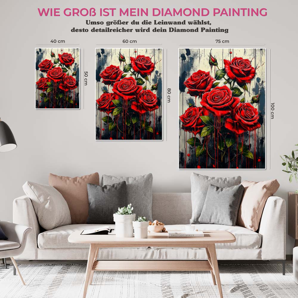 5D Diamond Painting mit AB Effekt – Blutrosen der Leidenschaft, Unique-Diamond