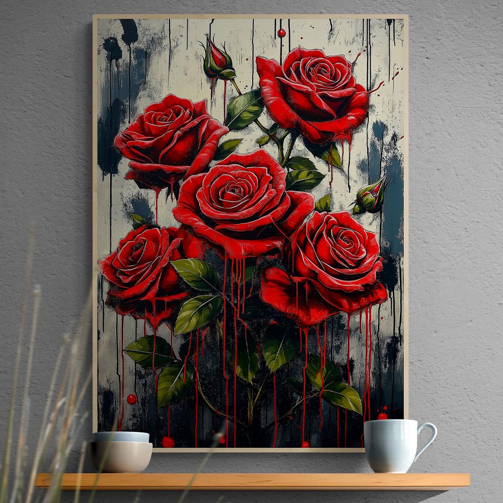 5D Diamond Painting mit AB Effekt – Blutrosen der Leidenschaft, Unique-Diamond
