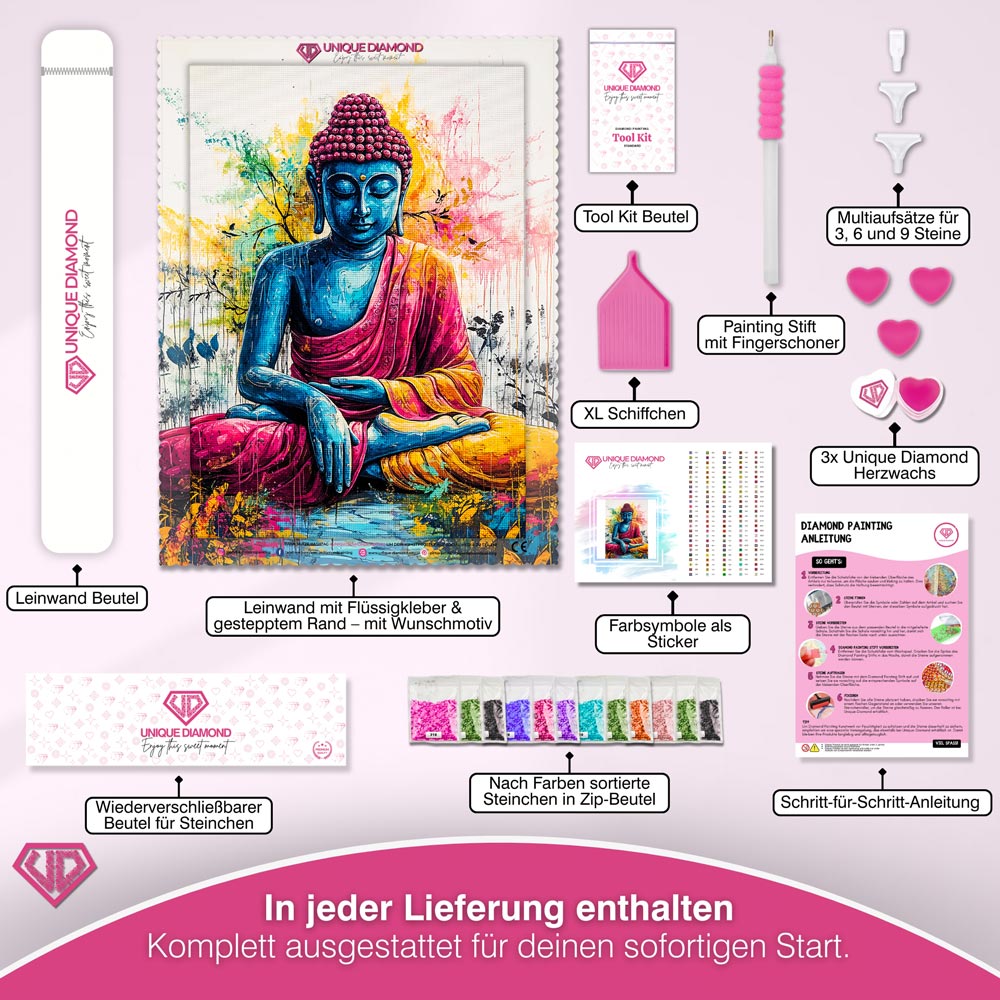 5D Diamond Painting – Buddhas Farbenpracht Unique-Diamond