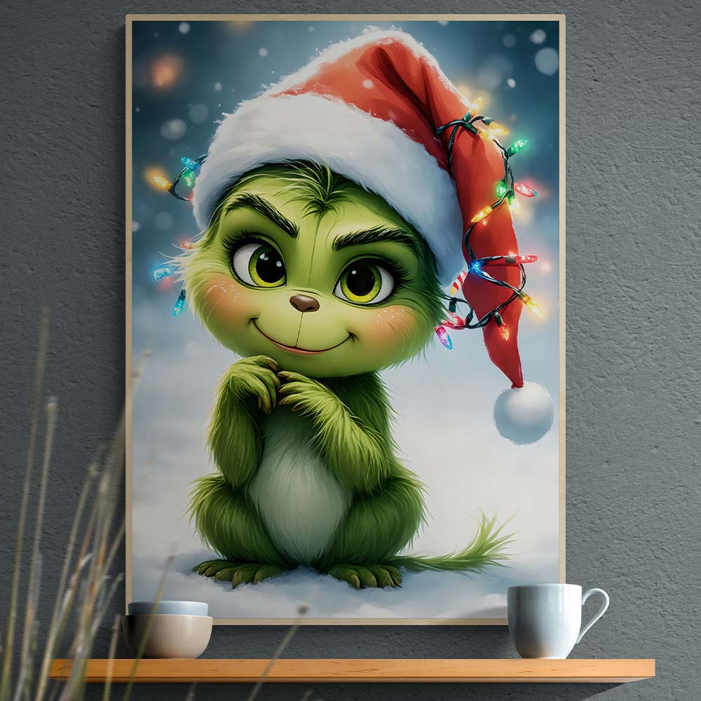 5D Diamond Painting mit AB-Effekt – Der Weihnachtliche Grinch, Unique-Diamond