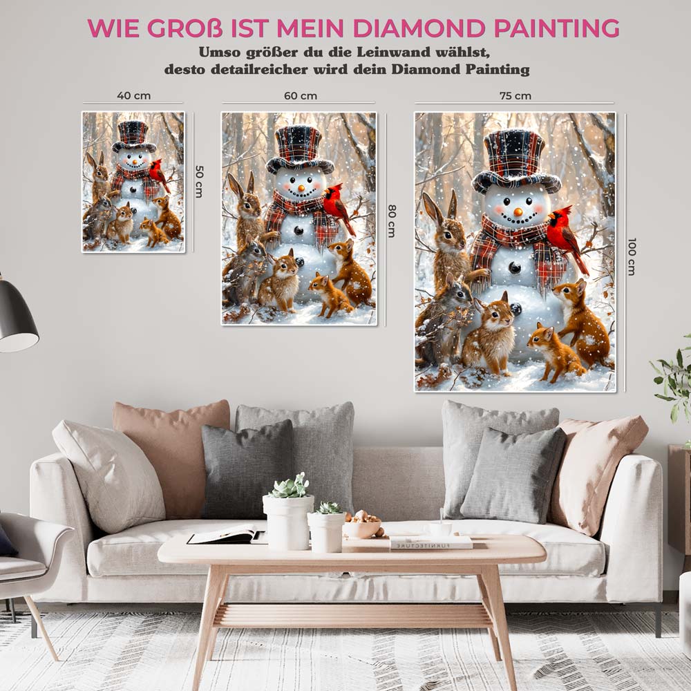 5D Diamond Painting mit AB-Effekt – Der Winterfreund, Unique-Diamond