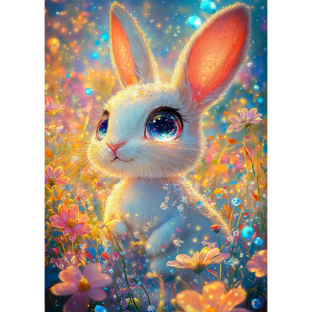 5D Diamond Painting mit AB-Effekt – Der magische Hasenblick, Unique-Diamond-