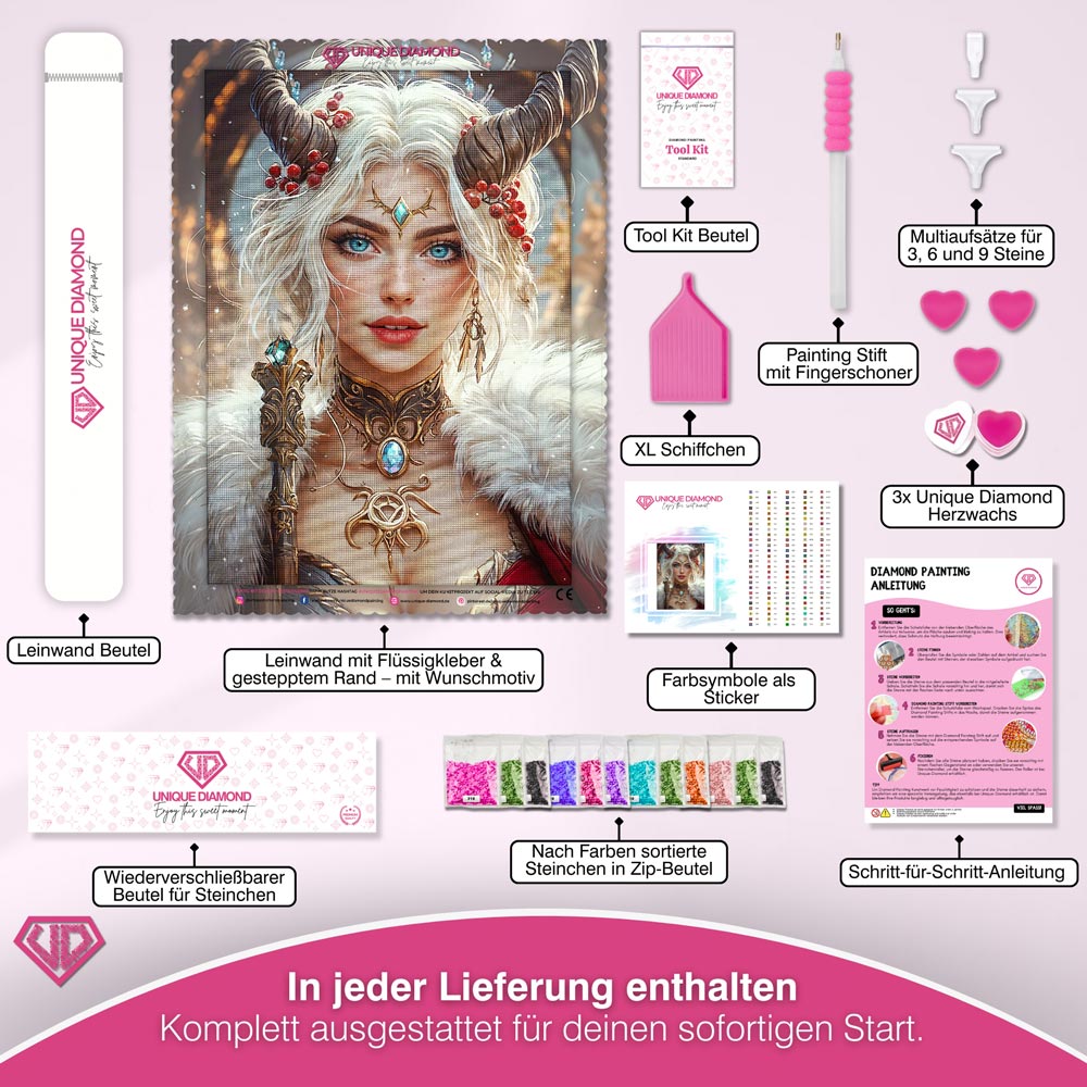 5D Diamond Painting – Eiskönigin der Magie Unique-Diamond