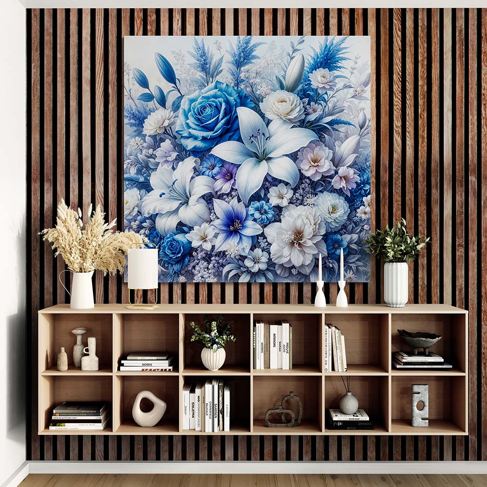 5D Diamond Painting mit AB-Effekt – Eiskristall-Blüten mit 100 Farben, Unique-Diamond