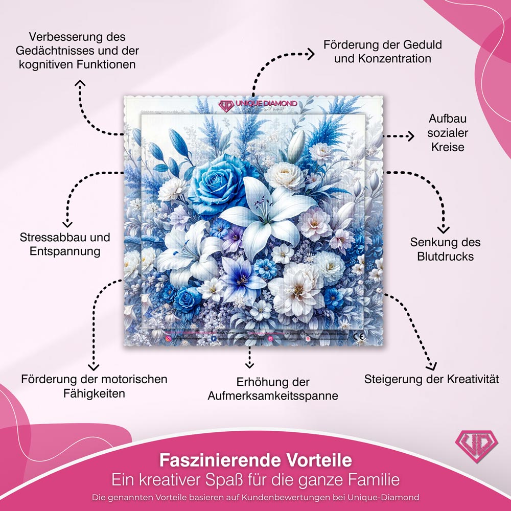 5D Diamond Painting – Eiskristall-Blüten Unique-Diamond
