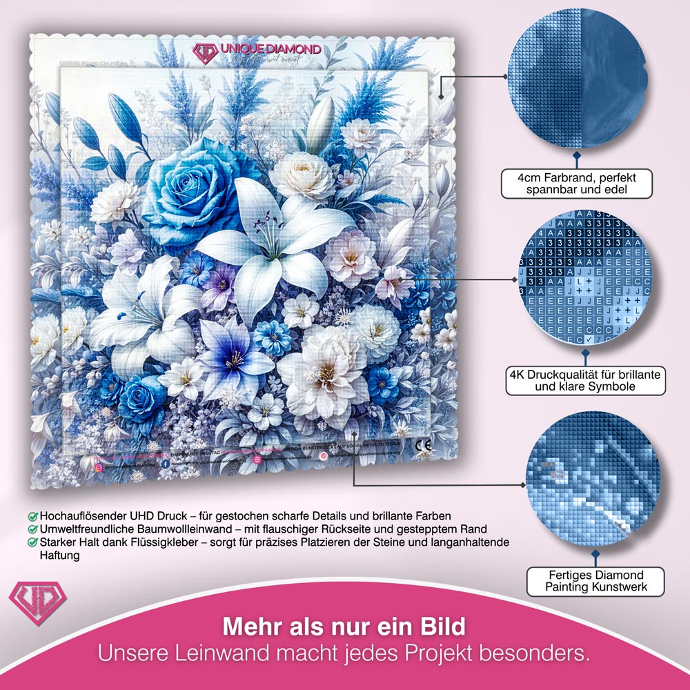 5D Diamond Painting – Eiskristall-Blüten Unique-Diamond