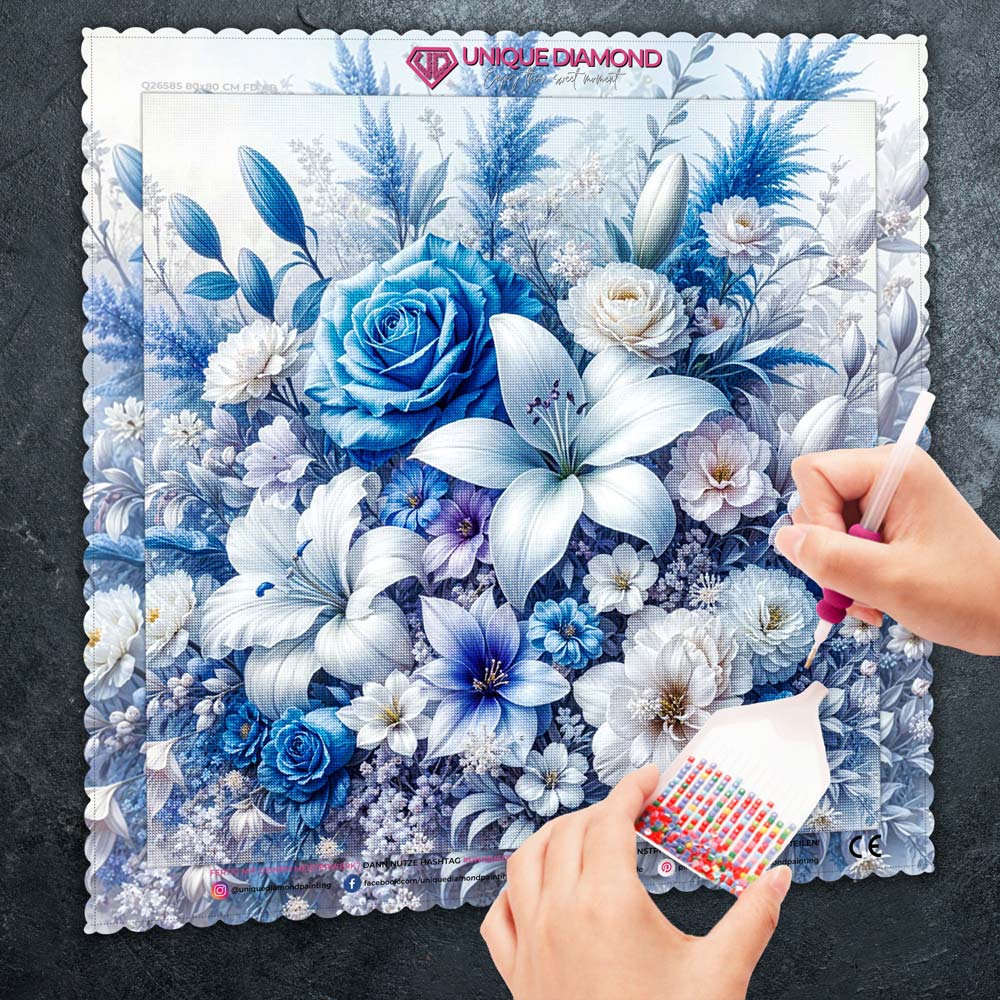 5D Diamond Painting – Eiskristall-Blüten Unique-Diamond