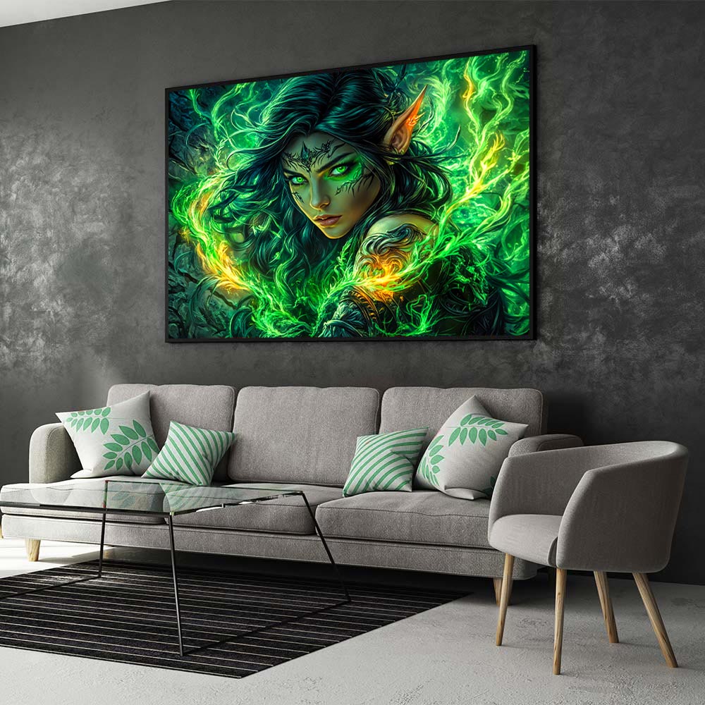 5D Diamond Painting mit AB Effekt – Elfenmagie in Grün, Unique-Diamond