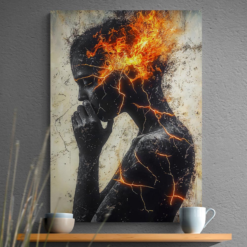 5D Diamond Painting mit AB-Effekt – Feurige Gedanken der Menschlichkeit, Unique-Diamond