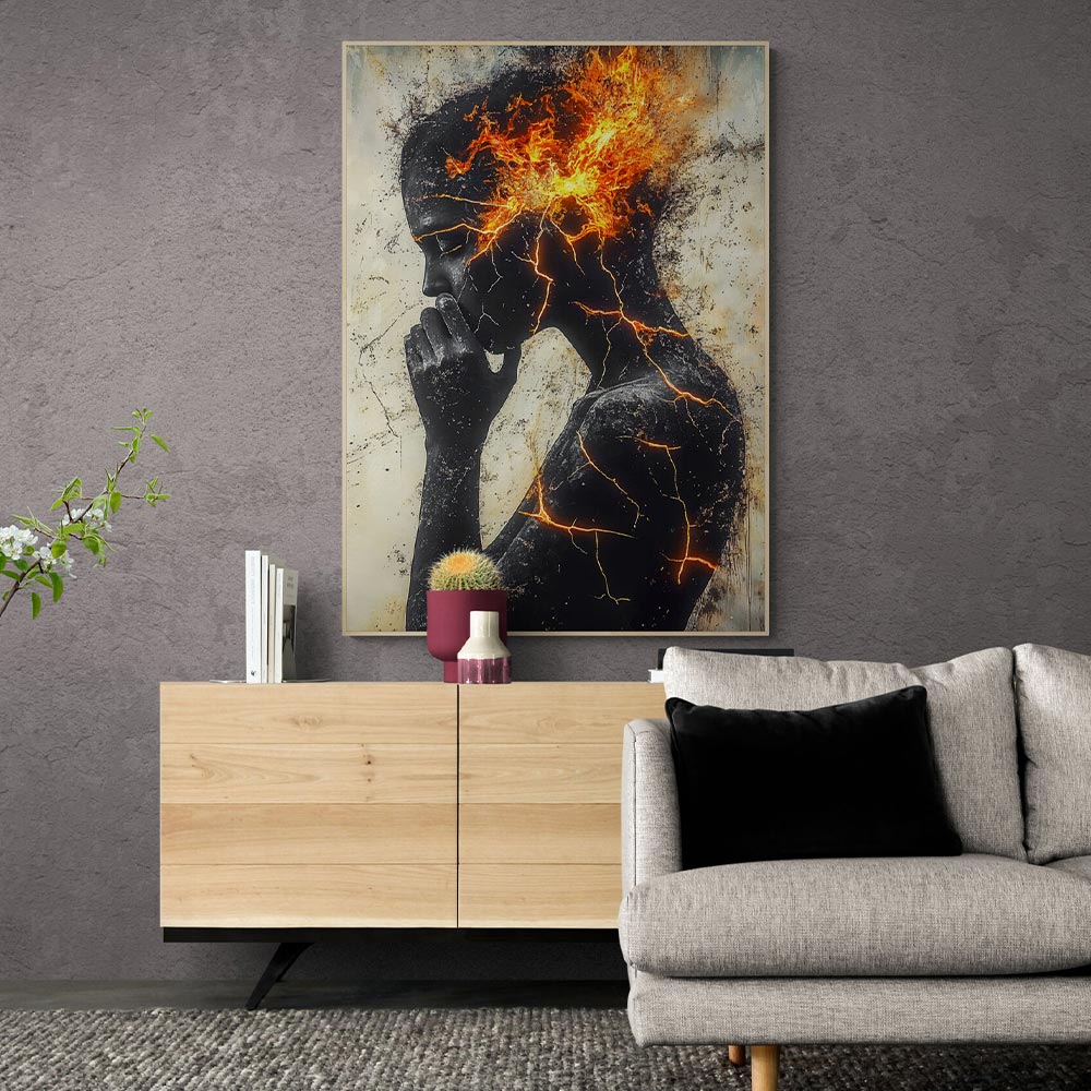 5D Diamond Painting mit AB-Effekt – Feurige Gedanken der Menschlichkeit, Unique-Diamond