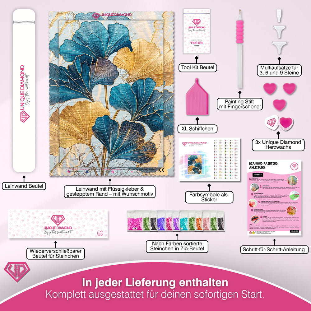5D Diamond Painting – Ginkgo-Blätter Unique-Diamond