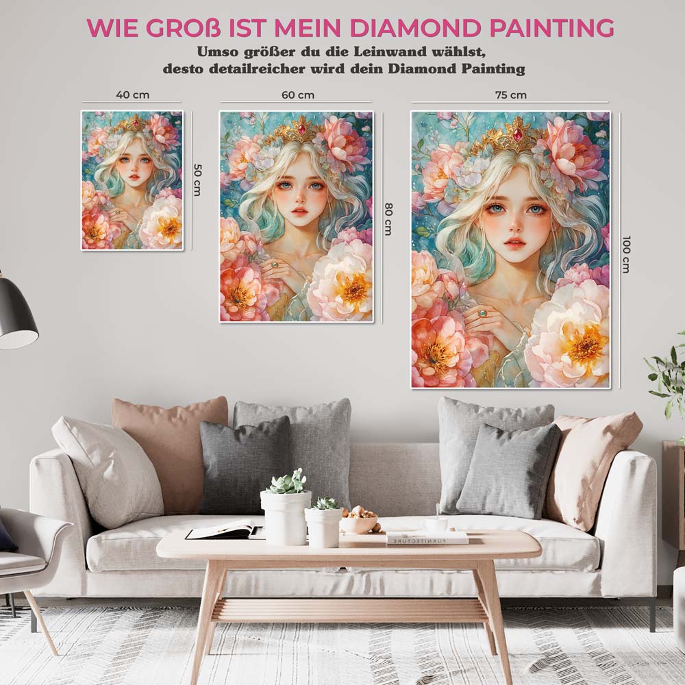 5D Diamond Painting mit AB-Effekt – Königin der Blüten, Unique-Diamond