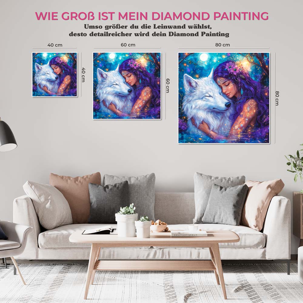 5D Diamond Painting mit AB Effekt – Mondlicht Freunde mit 100 Farben, Unique-Diamond