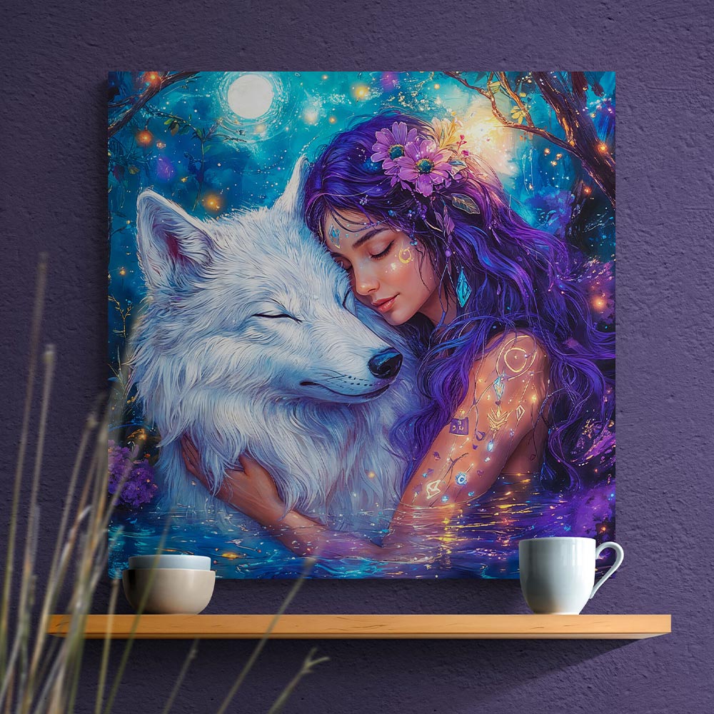 5D Diamond Painting mit AB Effekt – Mondlicht Freunde mit 100 Farben, Unique-Diamond