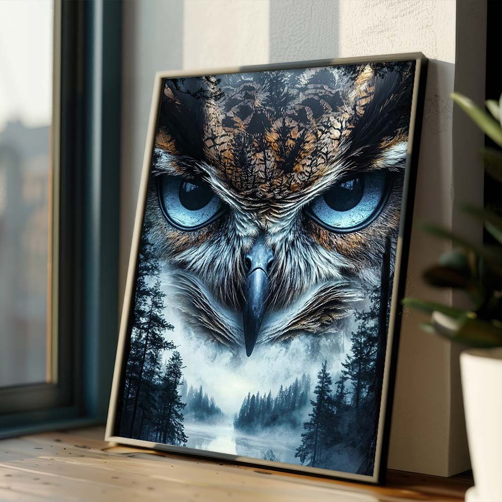 5D Diamond Painting – Mystische Eule im Nebelwald Unique-Diamond