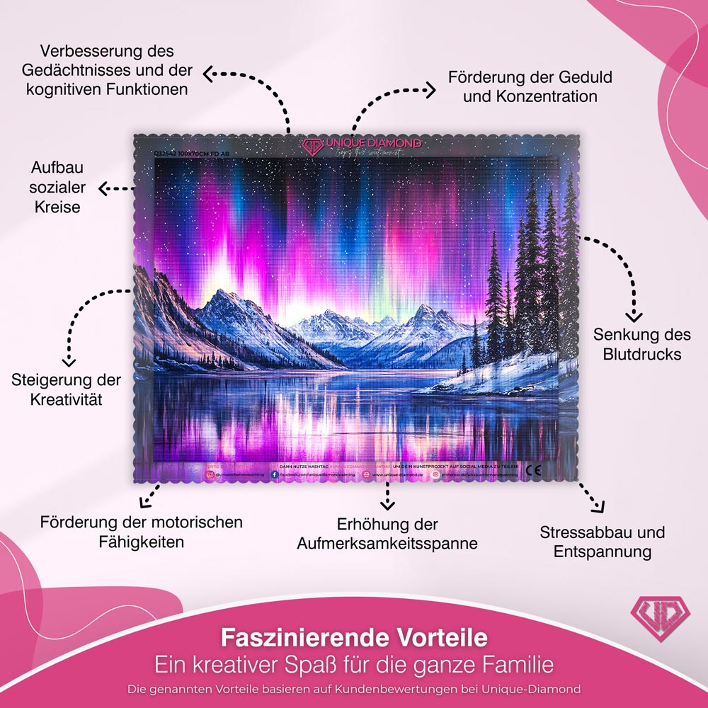5D Diamond Painting – Nordlichtzauber über den Bergen Unique-Diamond