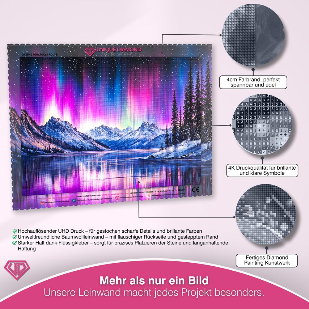 5D Diamond Painting – Nordlichtzauber über den Bergen Unique-Diamond