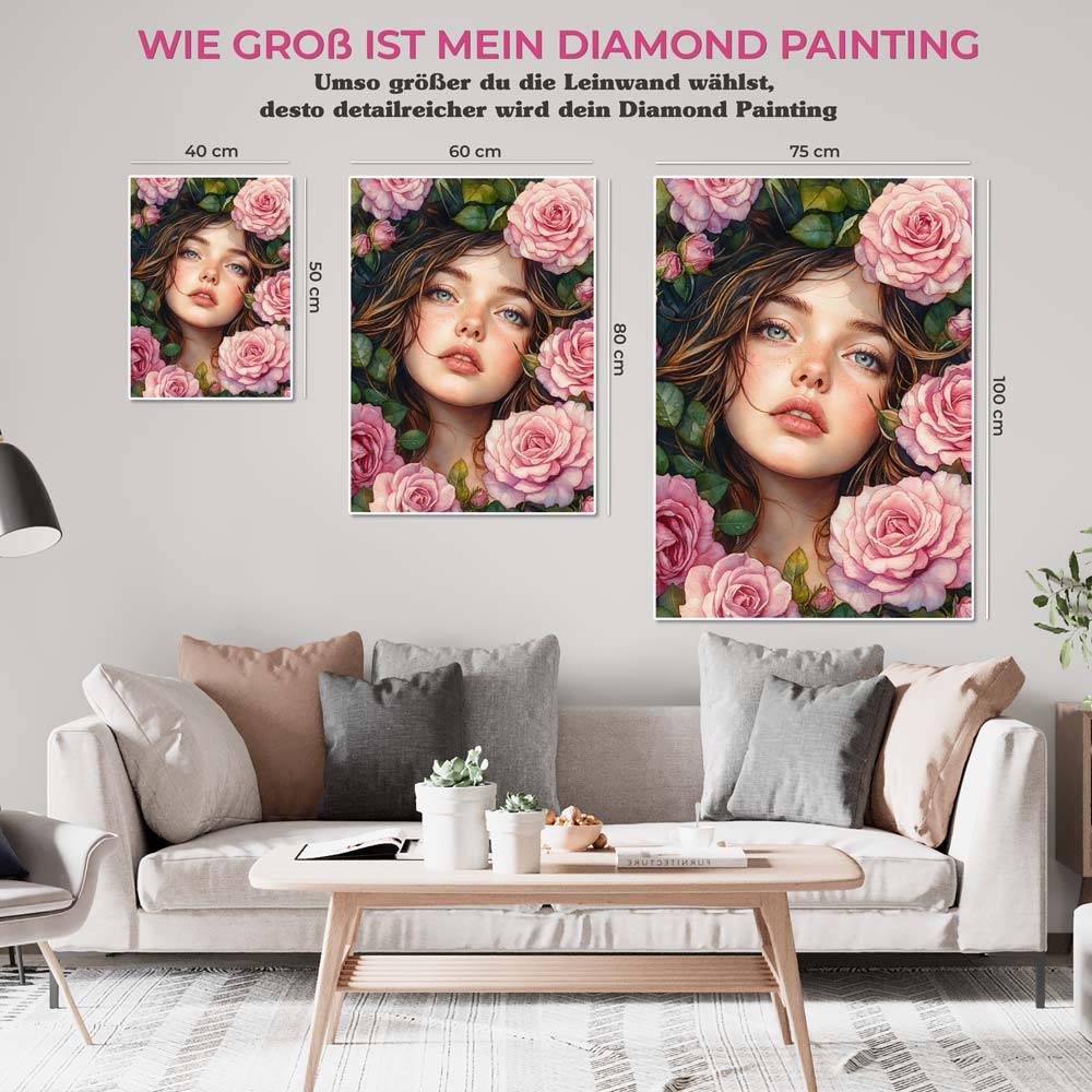 5D Diamond Painting mit AB Effekt – Rosenkönigin Marielle, Unique-Diamond