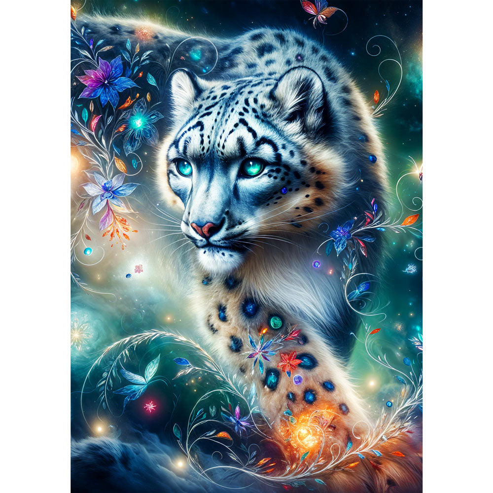 5D Diamond Painting mit AB-Effekt – Sternenleopard, Unique-Diamond