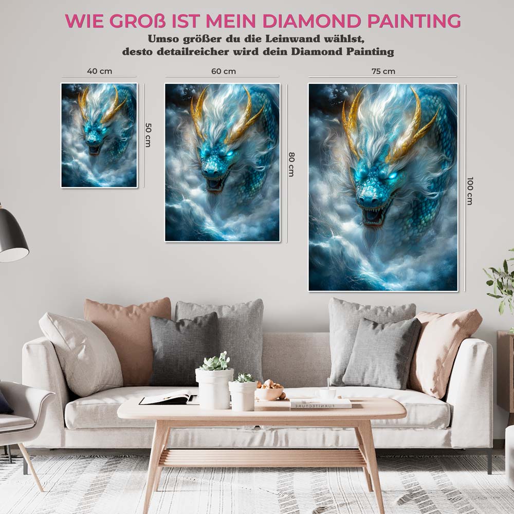 5D Diamond Painting mit AB Effekt – Sturmdrache, Unique-Diamond