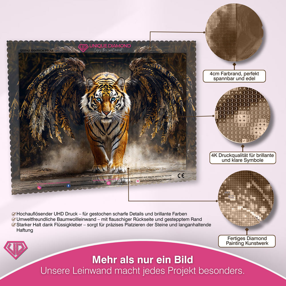 5D Diamond Painting – Tiger mit Flügeln der Macht Unique-Diamond