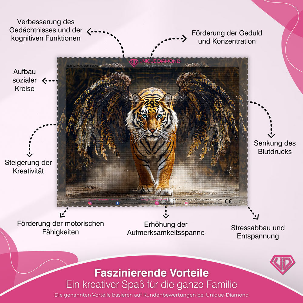 5D Diamond Painting – Tiger mit Flügeln der Macht Unique-Diamond