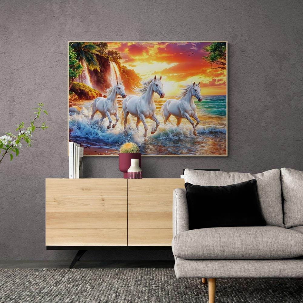 5D Diamond Painting mit AB-Effekt – Wasserfall-Galopp, Unique-Diamond