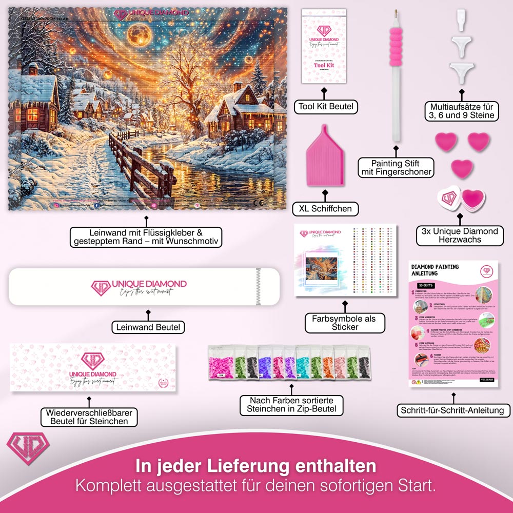5D Diamond Painting – Winterliche Abendruhe Unique-Diamond