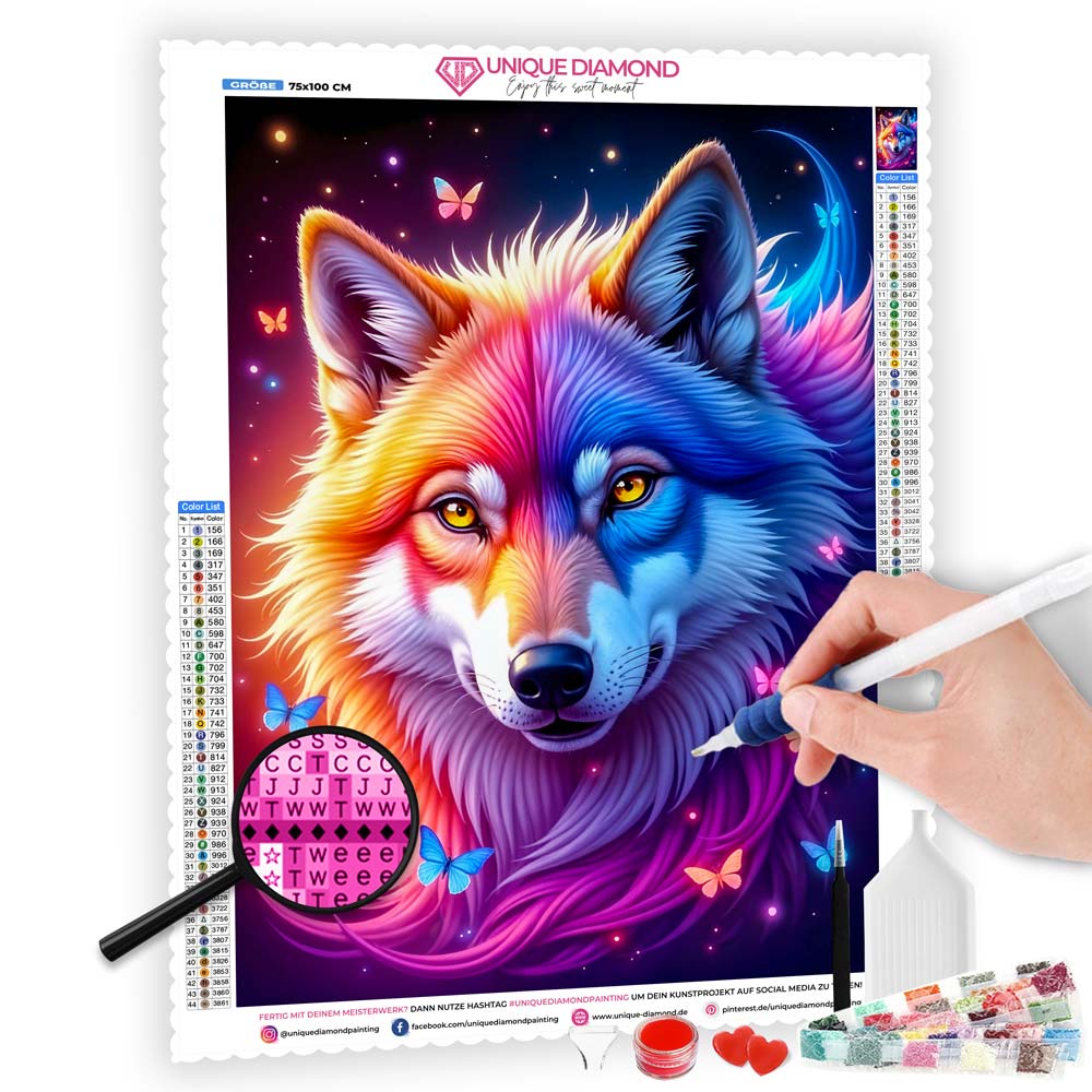 5D Diamond Painting mit AB-Effekt –Aurora Spirit mit 100 Farben, Unique-Diamond