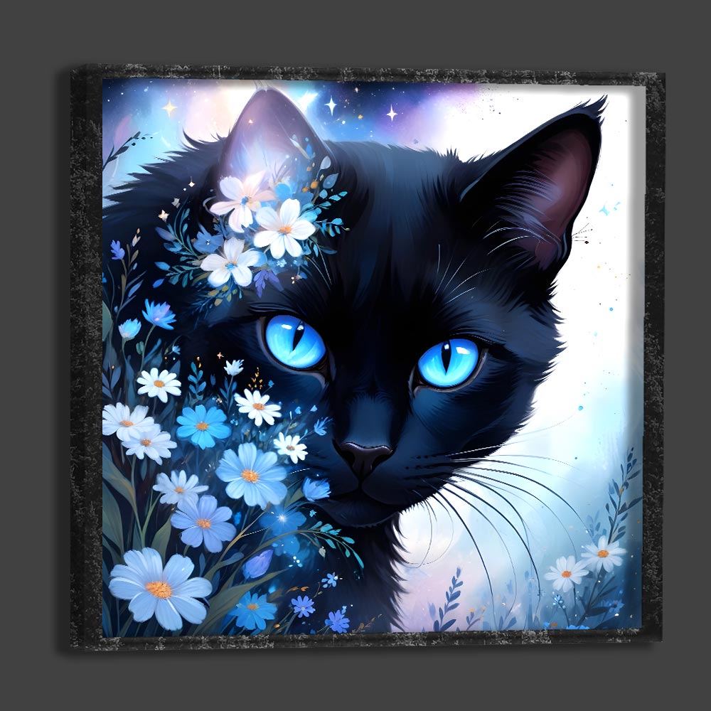5D Diamond Painting AB Steine Schwarze Katze, Unique-Diamond