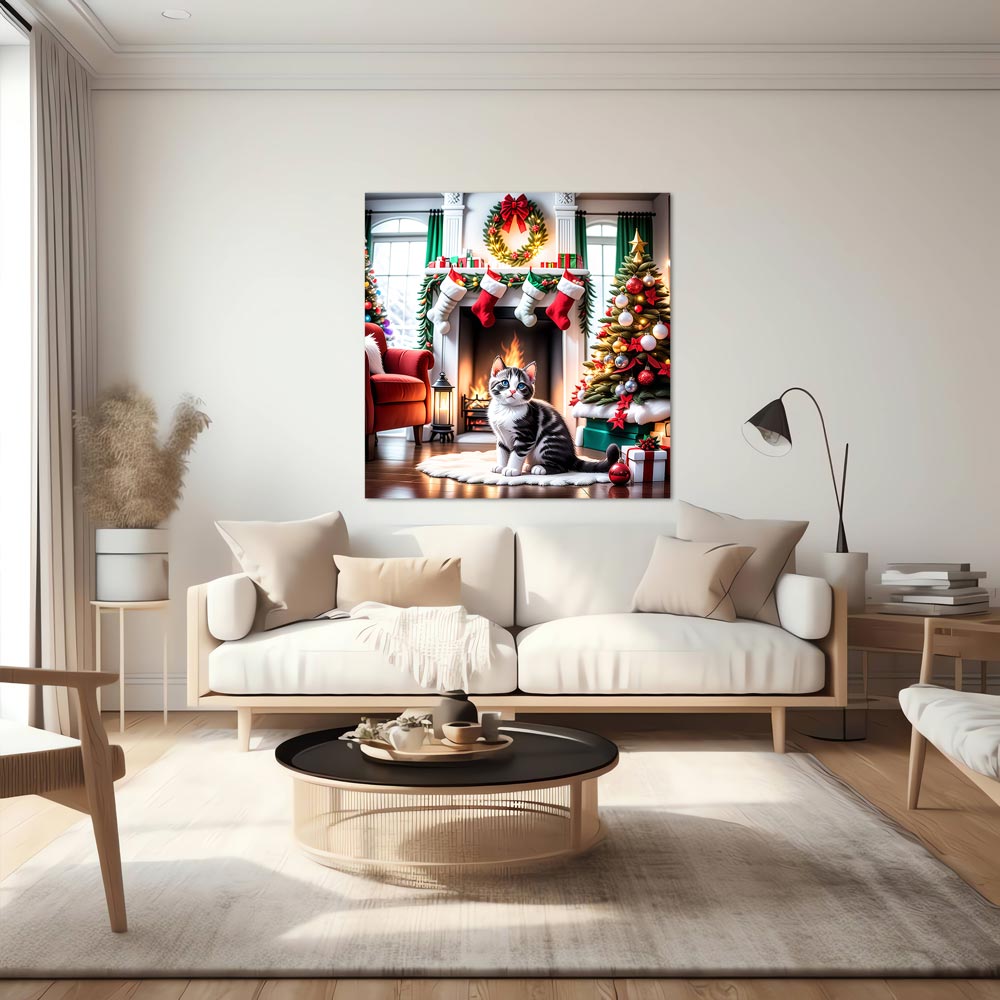 5D Diamond Painting AB Steine Christmas With Cat, Unique-Diamond