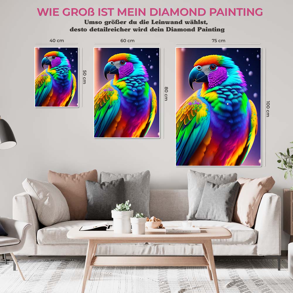 5D Diamond Painting AB Steine Colorful Parrot, Unique-Diamond