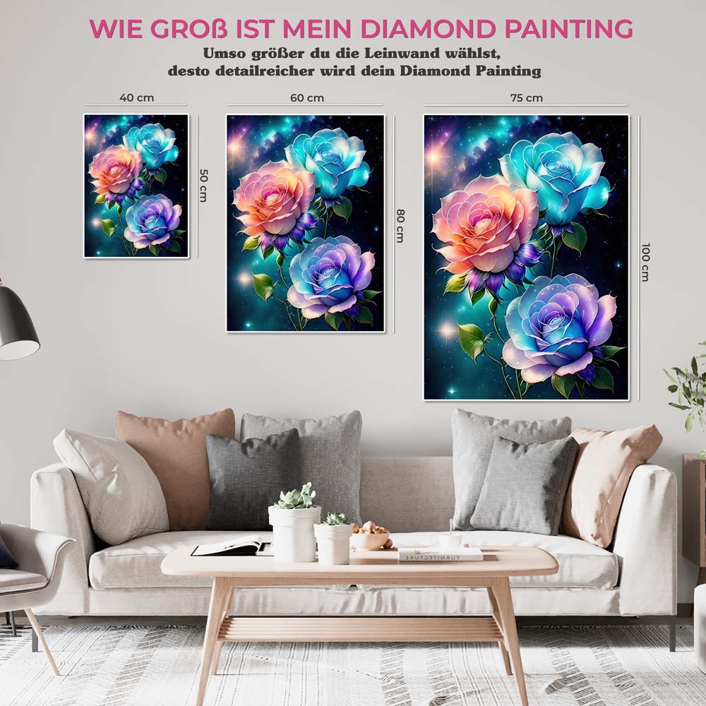 5D Diamond Painting AB Steine Colorful Roses, Unique-Diamond