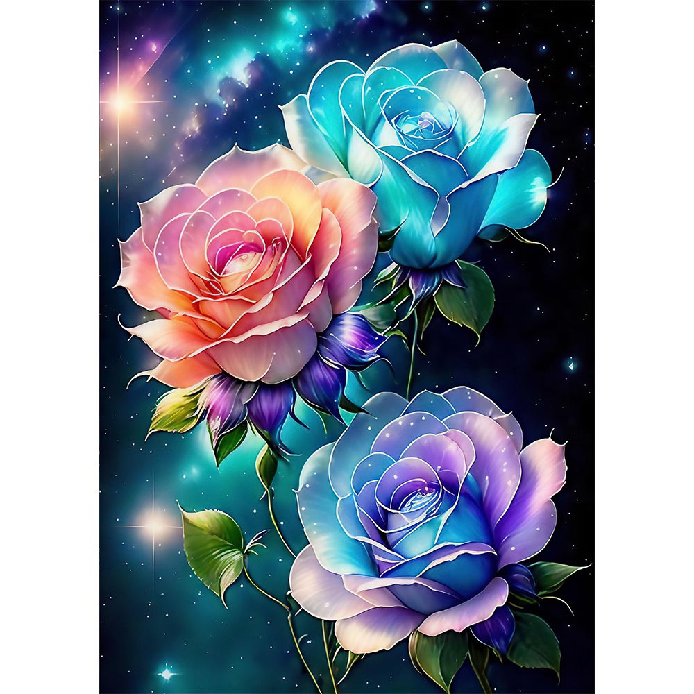 5D Diamond Painting AB Steine Colorful Roses, Unique-Diamond