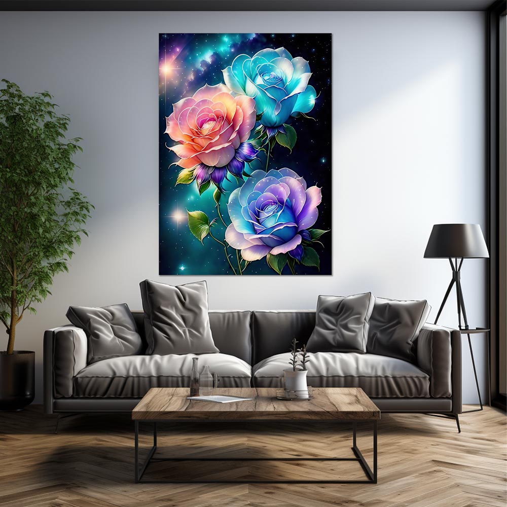 5D Diamond Painting AB Steine Colorful Roses, Unique-Diamond