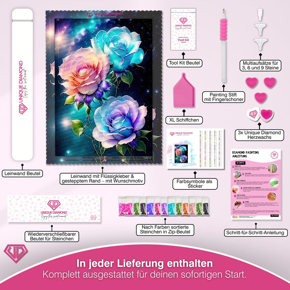 5D Diamond Painting – Colorful Roses Unique-Diamond