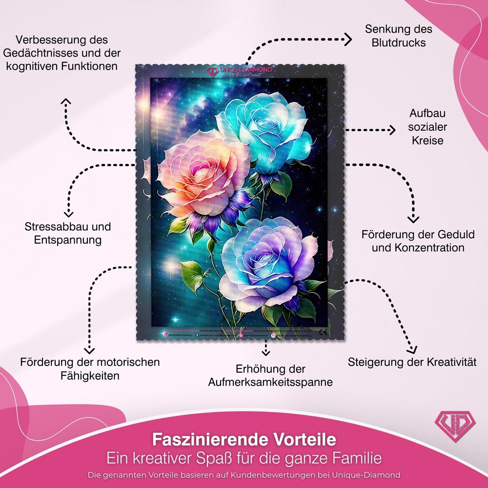 5D Diamond Painting – Colorful Roses Unique-Diamond