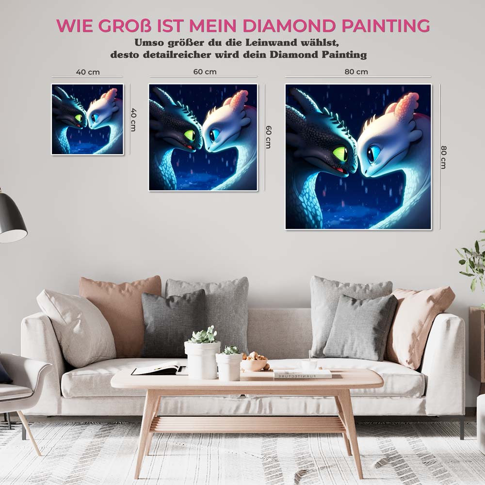 5D Diamond Painting AB Steine Dragon Love, Unique-Diamond