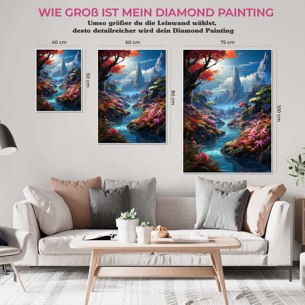 5D Diamond Painting AB Steine Fluss Landschaft, Unique-Diamond