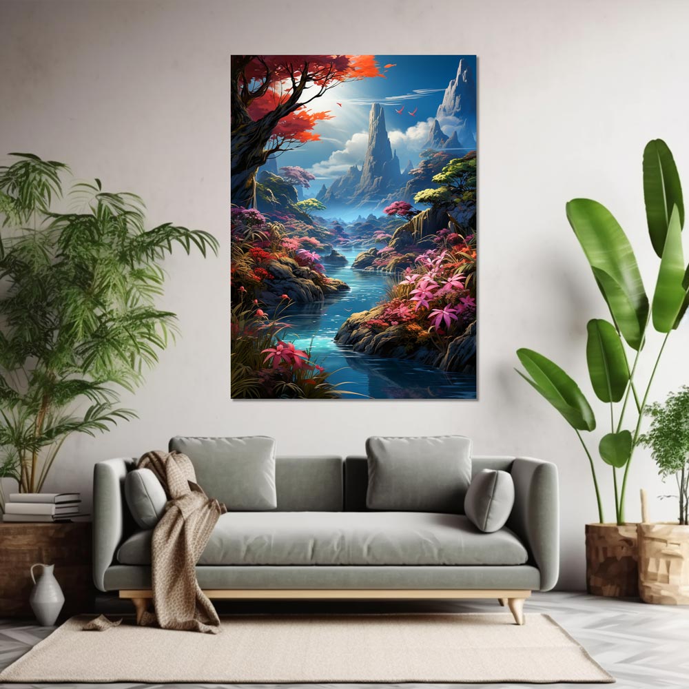 5D Diamond Painting AB Steine Fluss Landschaft, Unique-Diamond