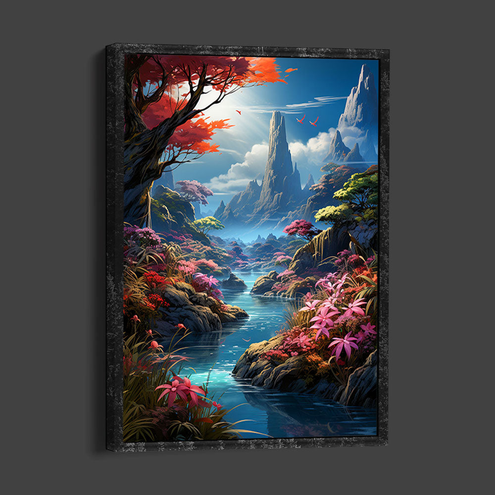 5D Diamond Painting AB Steine Fluss Landschaft, Unique-Diamond