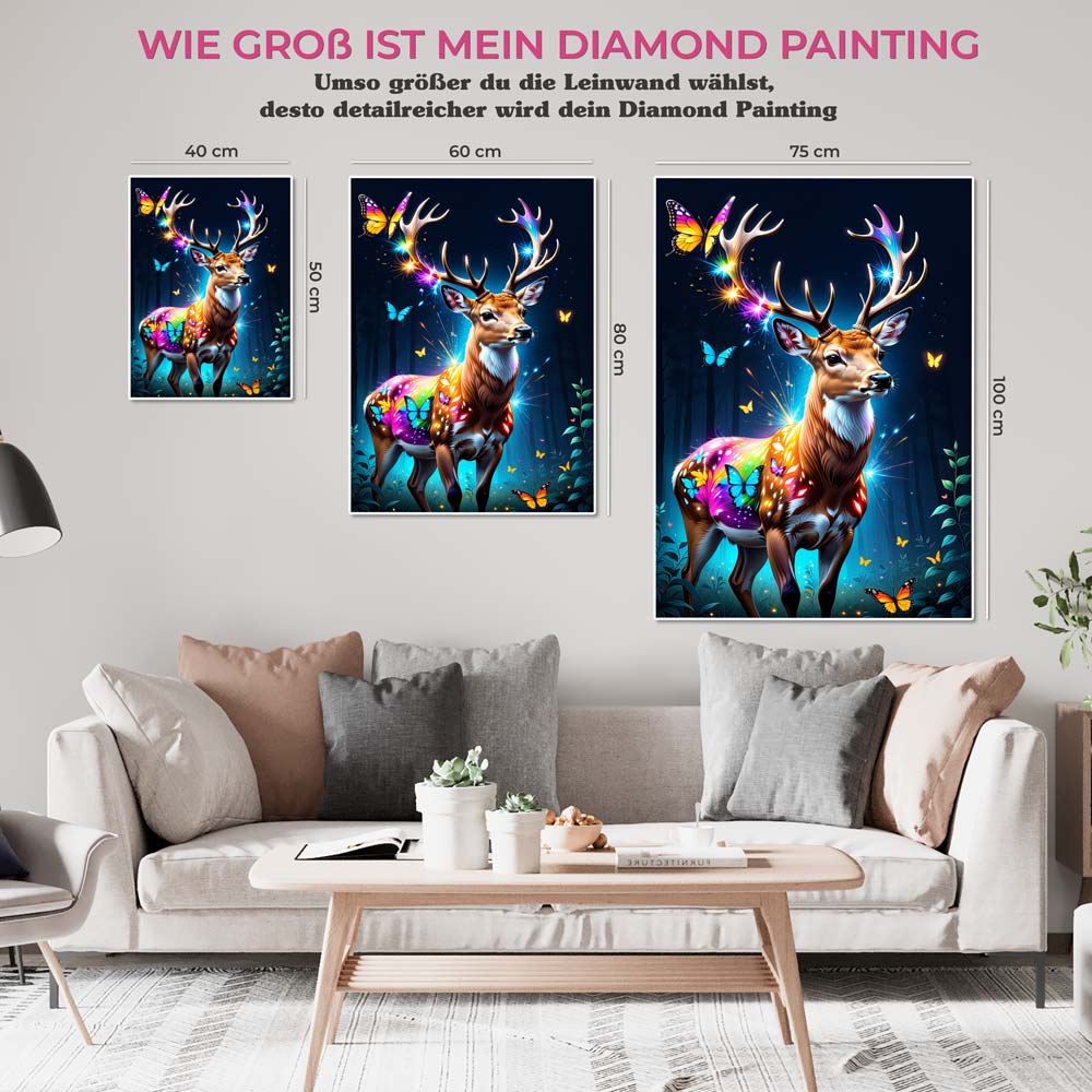 5D Diamond Painting AB Steine Magic Deer, Unique-Diamond