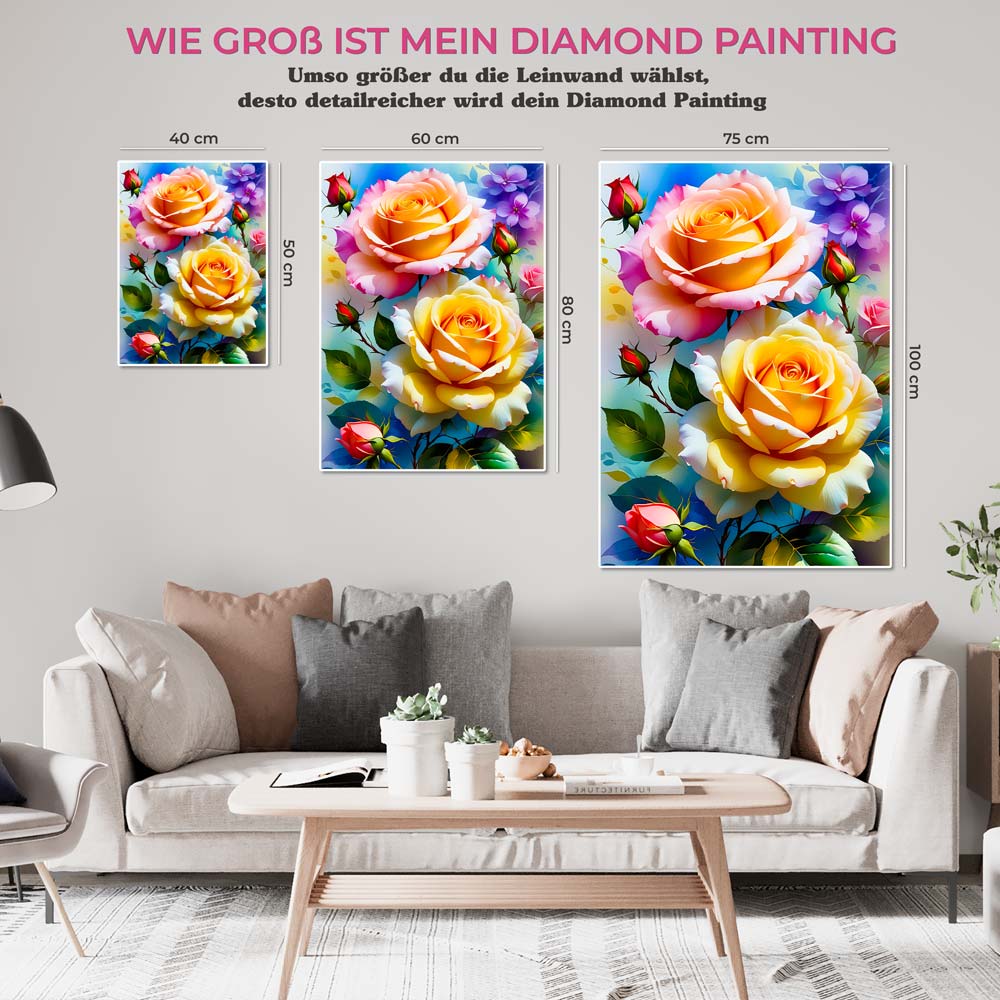 5D Diamond Painting AB Steine Rosen, Unique-Diamond