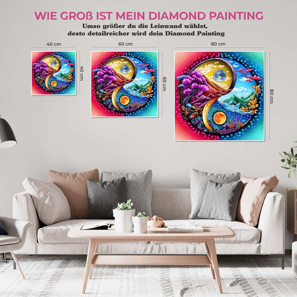 5D Diamond Painting AB Steine Yin und Yang Landschaft, Unique-Diamond