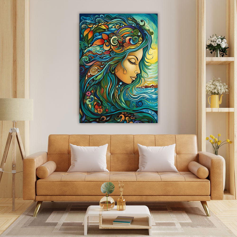 5D Diamond Painting AB Steine Happy Woman With Flower Hair, Unique-Diamond