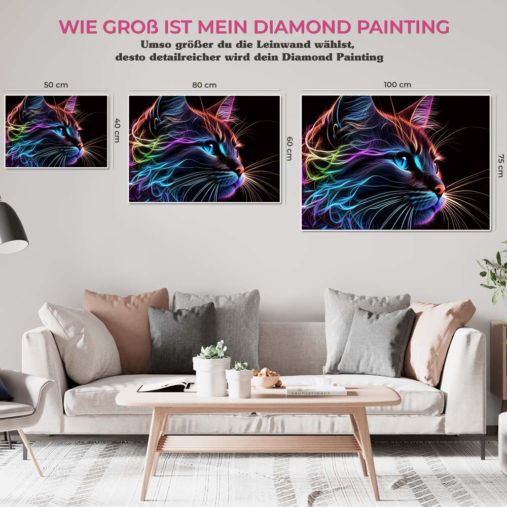 5D Diamond Painting AB Steine Abstract Cat, Unique-Diamond