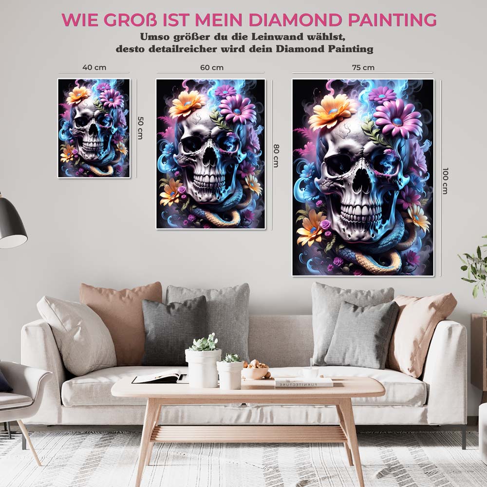 5D Diamond Painting AB Steine Skull, Unique-Diamond