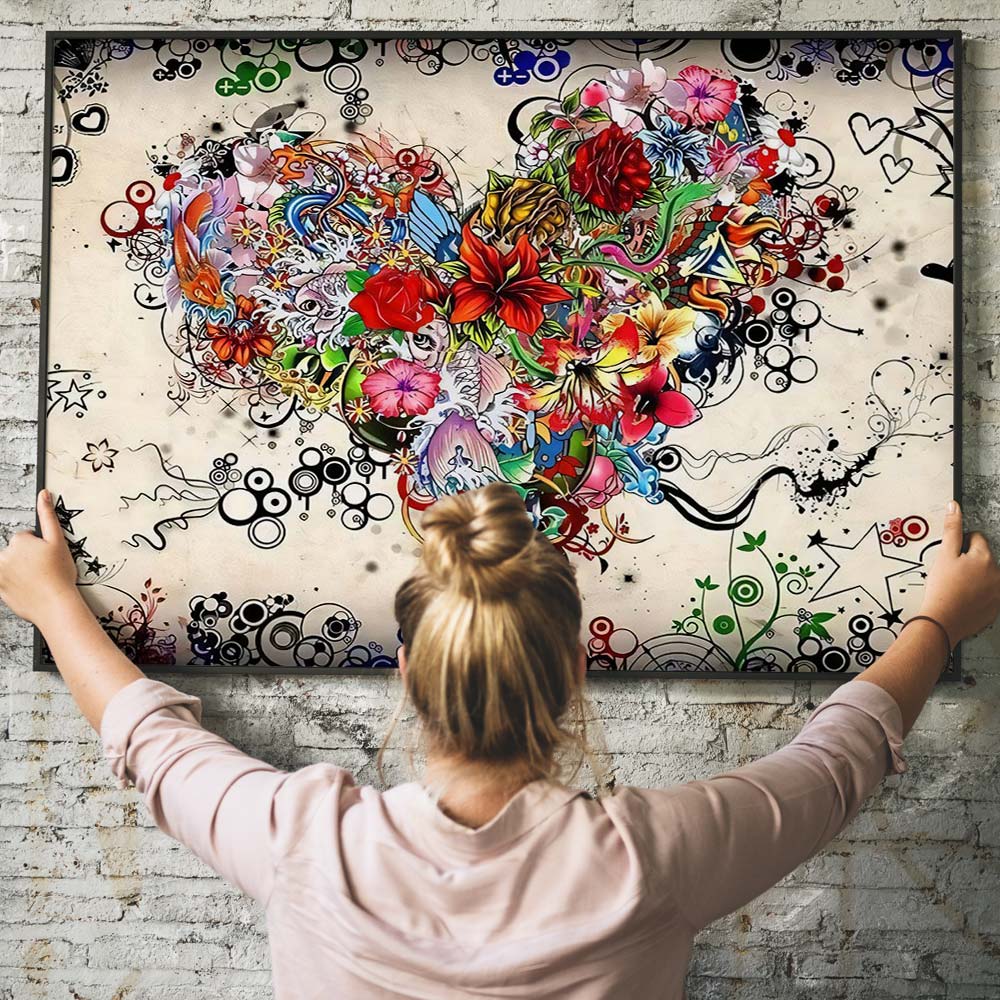 5D Diamond Painting – Herz aus Blumen abstrakt Unique-Diamond
