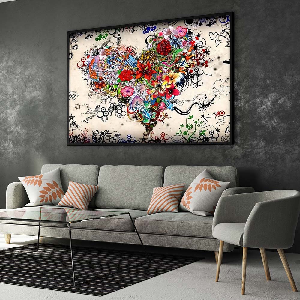 5D Diamond Painting – Herz aus Blumen abstrakt Unique-Diamond